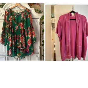Floral Green Tunic and Pink Top